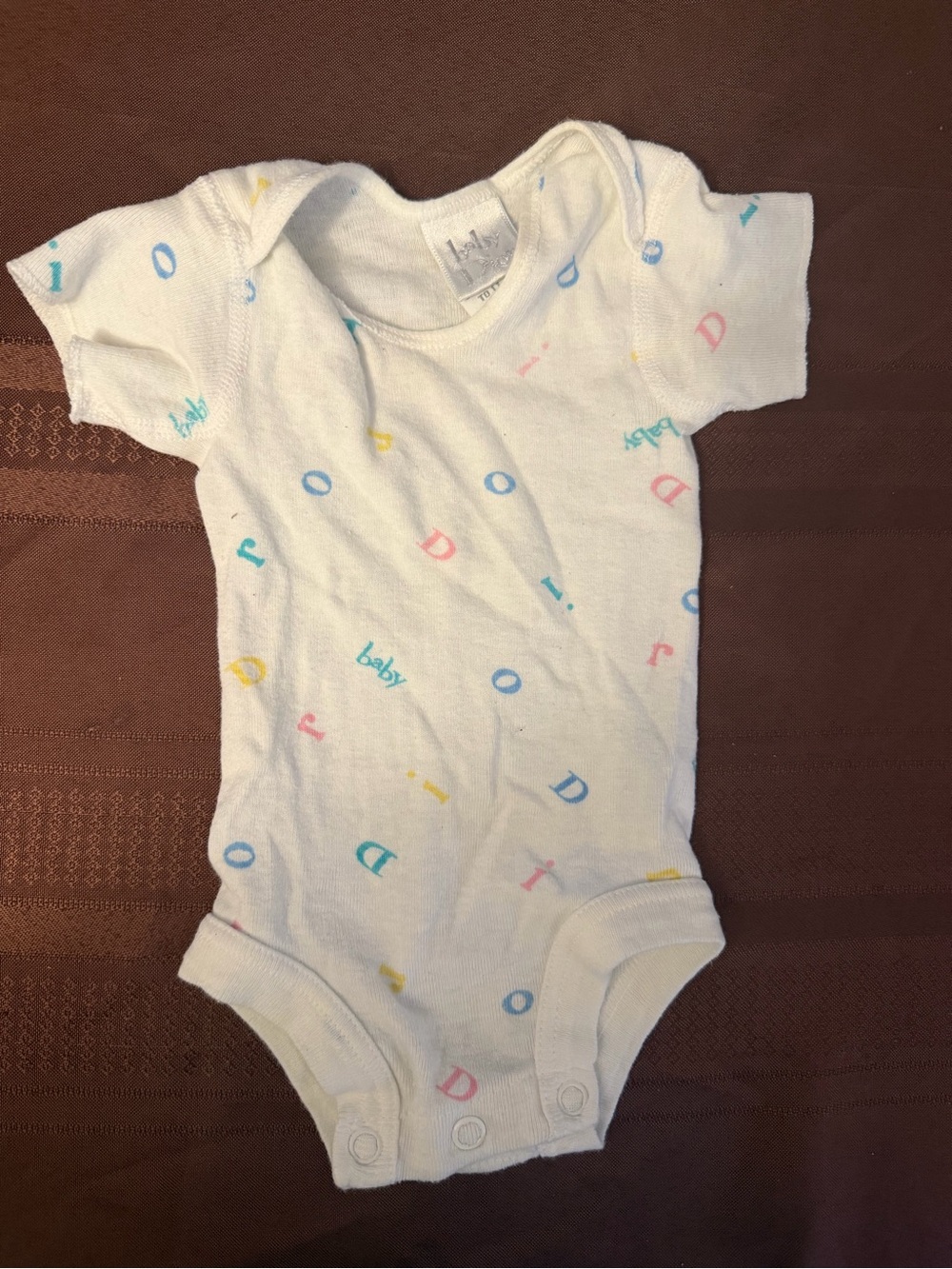 Vintage baby Dior White Baby One-Piece yBodysuit with Pastel Letter Print